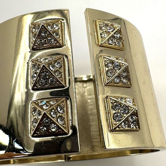 Victoria's Secret gold tone and rhinestone wide bangle bracelet - Picture 4 of 7